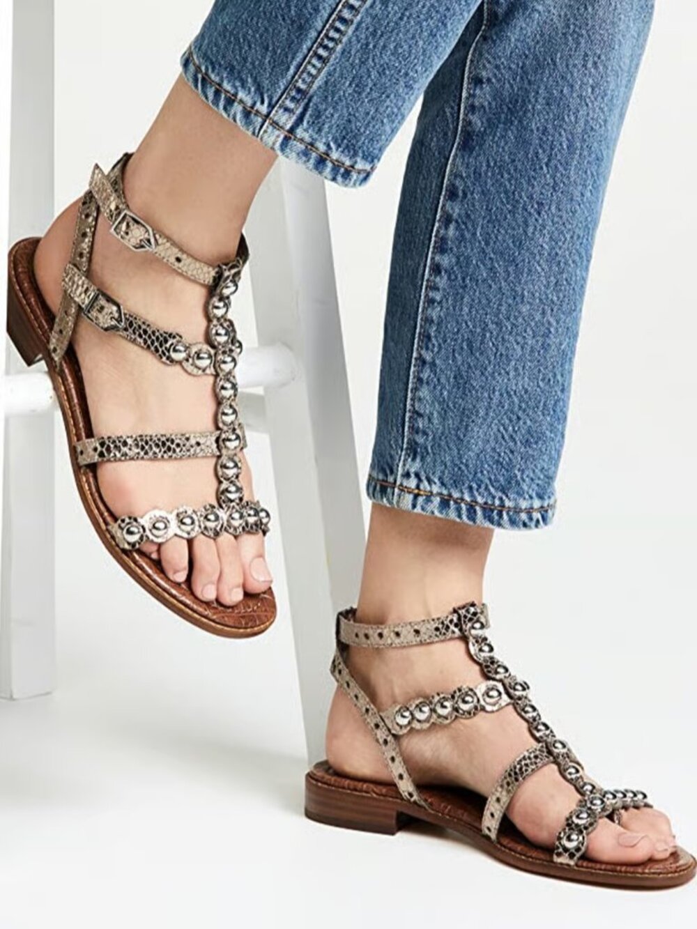 Sam Edelman Leather Studded Gladiator Sandals Size 8.5
